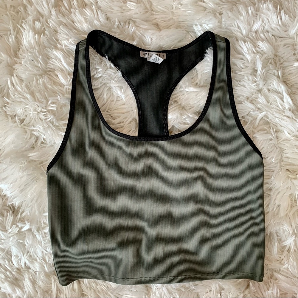 Olive Green Ribbed Sports top